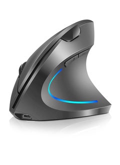 Buy Wireless Vertical Mouse, Rechargeable Upright Ergonomic Mouse, Dual Mode Vertical Mouse With 3 Adjustable Dpi Levels, RGB Flowing Light Plug N Play Mouse For Laptop, Desktop, Pc, (Grey) in UAE