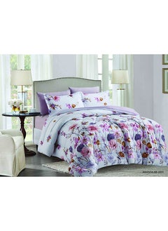 اشتري Best Quality 6 Piece King Size Comforter Set Microfiber Purple في الامارات