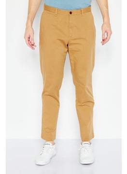 اشتري Men Regular Fit Plain Chino Pant, Tan في الامارات