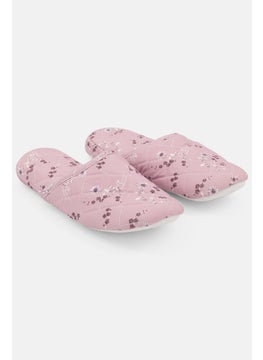 Buy Women Floral Print Close Toe Slip On Slipper, Pink in Saudi Arabia