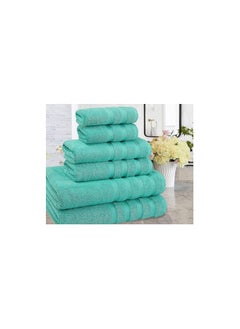 Buy Towel Set Luxury Hotel Quality 600 GSM Genuine Combed Cotton, Super Soft & Absorbent Family Bath Towels 6 Piece Set -  2 Bath Towels, 2 Hand Towels, 2 Washcloths - Turquoise Blue in UAE