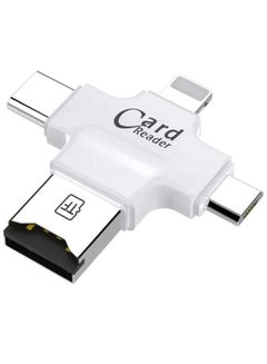 Buy 4 In 1 USB OTG Tf Micro SD Card Reader With Apple Lightning Port, Micro USB Port, Type C port, USB Port White in UAE
