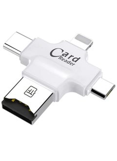 Buy 4 In 1 USB OTG Tf Micro SD Card Reader With Apple Lightning Port, Micro USB Port, Type C port, USB Port White in UAE