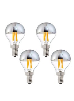 اشتري LED Bulbs 4W Half Chrome Silver LED Light Bulb G45/G14 E14 Dimmable Silver Tipped Vintage LED Filament Bulbs 40W Equivalent Warm White 2700K Decorative Globe Bulbs E14 Base LED Globe Bulb(4 Pack) في السعودية