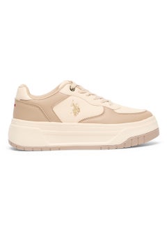 اشتري Women's Beige Low-Top Sneakers - Chunky Outsole With Foam Padding , Versatile Casual Shoes for Everyday Comfort في الامارات