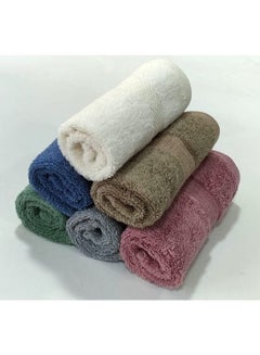 Buy Face Towel Set 6 Pieces 33 x 33 Multi Color 100% Cotton in Egypt