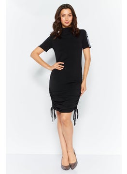 Buy Women Brand Logo Midi Dress, Black in UAE