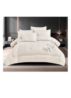 Buy Embroidered King Size Duvet Cover Set - 6-Piece Bedding Collection fitted bedsheet duvet with Zipper Closure in UAE