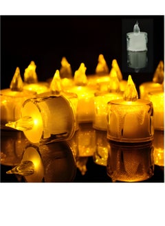 اشتري LED Tea Lights, 12 Pcs Gold Flameless Battery Operated Votive Tealights Candle, Small Electric Fake Tea Candle Realistic for Wedding, Table, Festival Celebration (Warm White) في السعودية