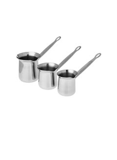 Buy A Set Of 3 Kurkmaz Turkish Coffee Pots Made Of Stainless Steel Size 2-3-4 Cups in Saudi Arabia