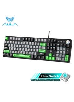 Buy Mechanical Gaming Keyboard NKRO with Wrist Rest RGB Backlit Volume/Lighting Control Knob Fully Programmable 108-Keys Anti-Ghosting Wired Computer Keyboards for Office/Games, Blue Switch in UAE