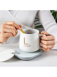 Buy Lucky Portable Coffee Cup Warmer Heater Set Heat Heating Cup Pad Ceramics Mug Thermostatic Electric Coaster 55℃ Mug Mat Office Tea Coffee Milk Heater with... in UAE