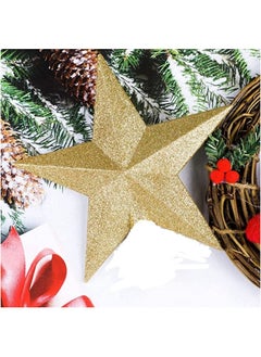 Buy Christmas Hanging Gold Glitter Star Pack Of Four in UAE