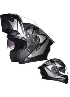 Buy New Double Mirror Helmet Semi Full Cover Four Seasons Motorcycle Helmet in Saudi Arabia