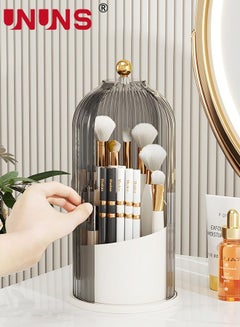 Buy Makeup Brush Holder,360 Degree Rotating Cosmetic Display Case with Lid,Cosmetic Brush Storage Box For Bedroom Dressing Table,Bathroom Cabinet,Countertop in UAE