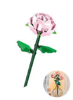 Buy Pink Rose Flower DIY Block Building Kits, Artificial Flowers Bouquet Building Toys Creative Blocks Model, for Adults Kids Display for Home Office Decoration in Saudi Arabia