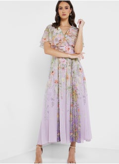 Buy Surplice Neck Printed Dress in UAE