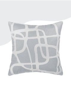 اشتري Decorative Embroidered Cushion Cover Grey/White 45x45Cm (Without Filler) في السعودية