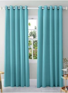 Buy Amali 2 Blackout curtains for living room Decor or bedroom window, noise reduction and light blocking with 16 Grommets in 2 panels long 274cm and 127cm in width Sea Green in UAE