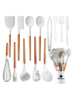 6PCS Silicone Cooking Utensils Set , Heat Resistant,Baking & Serving  Silicone Cooking Utensils,Kitchen Tools Gadgets for Nonstick Cookware  (White)