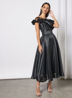 Buy Short Sleeves Iridecdent Ruffle Dress in UAE