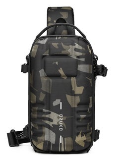 Buy Ozuko Hard Shell Outdoor Multifunctional Sling Bag ,Backpack ,Shoulder ,Chest ,Daypack and Crossbody Can Place A Camera Tripod with Large Capacity Fabric Oxford Water Resistant 31*12*17 CM - Camo in UAE