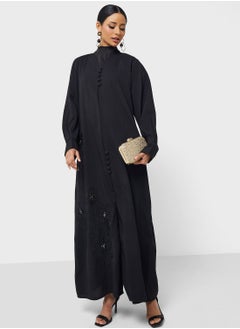 Buy Embellished Button Detail Abaya in Saudi Arabia