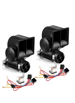 Buy 2 Pack Train Horn for Car Truck 12V 150db Loud Electric Snail Air Horn Kit with Relay Harness for Vehicles Motorcycle Boat Ship Black in UAE