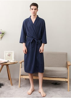 Buy Men Waffle Robes Lightweight Knit Bathrobe Sleepwear Kimono Robe Wrap Loungewear with Pocket, Size: M/XL/XXXL in Saudi Arabia