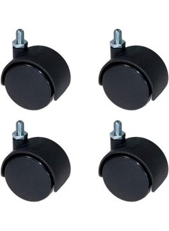 اشتري Set Of 4 Nylon Caster Wheel Twin Type 084 2 Inch x 8Mm x 15Mm Thread For Trolleys Furniture And Other Moving Tools في الامارات