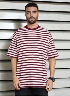 اشتري Relaxed Red Striped T-Shirt for Men في الامارات