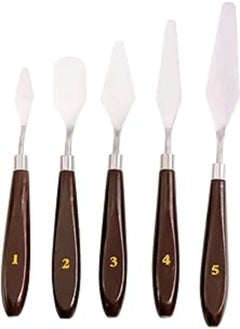 اشتري EXERZ Palette Knife Set 5 Pieces Stainless Steel Wooden Handle Spatula Scraper Art Supplies Accessories For Oil And Acrylic Painting Paint Mixing For Casting Art Premix For Watercolours في مصر