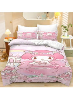 اشتري Cartoon Melody pattern bedding three-piece set of soft microfiber polyester sheets including quilt cover and two pillowcases (size 150cmX200cm) في السعودية