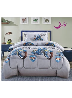 Buy Soft Fluffy Medium Fill 3 Piece Baby Quilt Set Reversible Bed Single Size for Boys and Girls Modern Print Double Side Stitching Pattern Soft Breathable in Saudi Arabia
