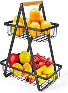 Buy Vegena Fruit Bowl, 2 Tiers, Fruit Basket Stander, Fruit Stand, Modern Removable Vegetable Basket, Fruit Rack Made of Metal, Fruit Stand for Bread, Vegetables, Snacks, Fruit Storage, Kitchen in Egypt