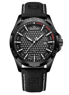 Buy Leather Strap Sports Design Analog Wrist Watch For Men NF8023 B/W/B in UAE