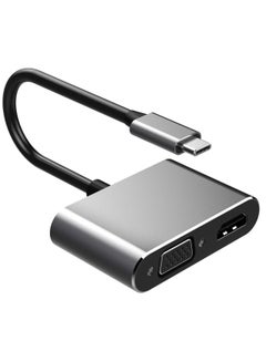 اشتري USB C Adapter to VGA 4K HDMI  2-in-1 Type-C HUB Compatible for MacBook Pro Air iPad Pro  Chromebook Pixel Dell XPS Galaxy S20 S10 Surface etc. في السعودية