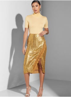 Buy High Waist Sequin Detail Skirt in Saudi Arabia