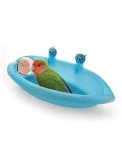 Buy Bird Bath with Mirror Toy for Pet Small Medium Parrot Budgie Parakeet Cockatiel Conure Lovebird Finch Canary African Grey Cockatoo Cage Shower Bathing Tub Food Feeder Bowl in UAE