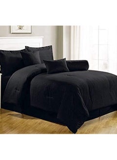 Buy COMFY 6 PC BLACK HOTEL STRIPED KING SIZE COMFORTER SET in UAE