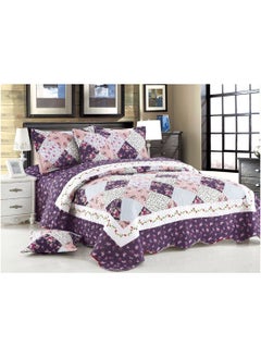 Buy Soft Bed Comforter Set Summer Quilt Lightweight Microfiber Bedspread Floral Pattern Coverlet for All Seasons Twin Quilt Set Single Bedding 4pcs in Saudi Arabia