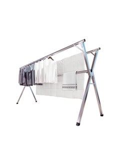 Buy COOLBABY Clothes Drying Rack 1.6M/63 Inches Stainless Steel Garment Rack AdjUStable And Foldable Space Saving Laundry Drying Rack For Indoor Outdoor With Windproof Hooks in Saudi Arabia