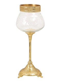 اشتري Tanwir Candle Holder, Clear & Gold - 12.5x38 cm في الامارات