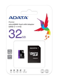 اشتري بطاقة ذاكرة ADATA Premier microSDHC UHS-I Class10 بسعة 32 جيجابايت مع محول في مصر