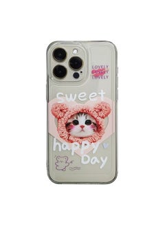 Buy iPhone 15 Pro Max Case Cover Clear With Design Cat Animal Protective Shockproof Transparent Pattern Women Girls Kawaii Sturdy Cool Phone Back Cover Accessory For iPhone 15 Pro Max in UAE