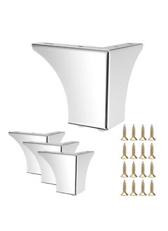 Buy 4 Pcs 10cm Metal Sofa Legs Wardrobe Leg Furniture Leg, Modern Table Legs Metal Triangle Furniture Feet, Sofa Foot Couch Legs Replacement for Cabinet Cupboard Chair Ottoman(Silver) in UAE