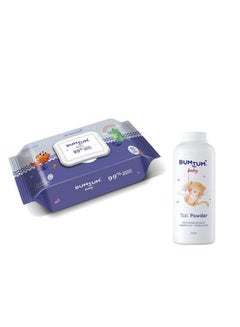 اشتري Baby Gentle 99% Pure Water Wet Wipes With Lid72 Pcs.(Pack Of 1) & Baby Talc Powder (200 Gram) Combo في السعودية