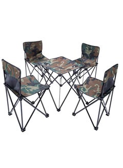 اشتري Camping & Hiking Folding Table Set With 4 Folding Chairs Including Carry Bag Picnic Set Folding Table & Stool For Camping,Fishing,Hiking BBQ Excursion Camouflage في الامارات