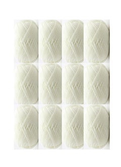 Buy 12-Piece Knitting Yarn White in UAE