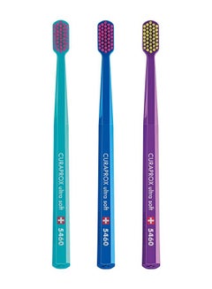 Buy Curaprox Toothbrush CS 5460 Ultra-Soft, 3 Pack - Ultra Soft Toothbrush for adults with 5460 CUREN Bristles - Curaprox Manual Toothbrush in UAE